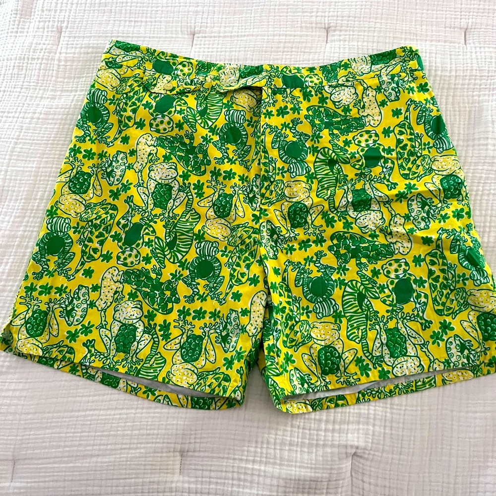 Vintage mens Lilly Pulitzer swim shorts frogs Palm Royale